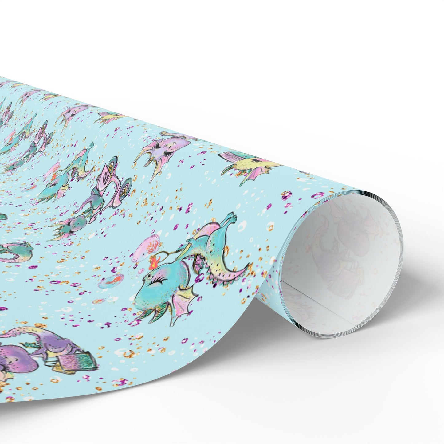 Cute Dragons Gift Wrap (Blue)