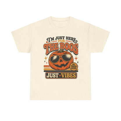 Halloween Pumpkin Tee — "I’m Just Here for the Boos" Retro Vibes