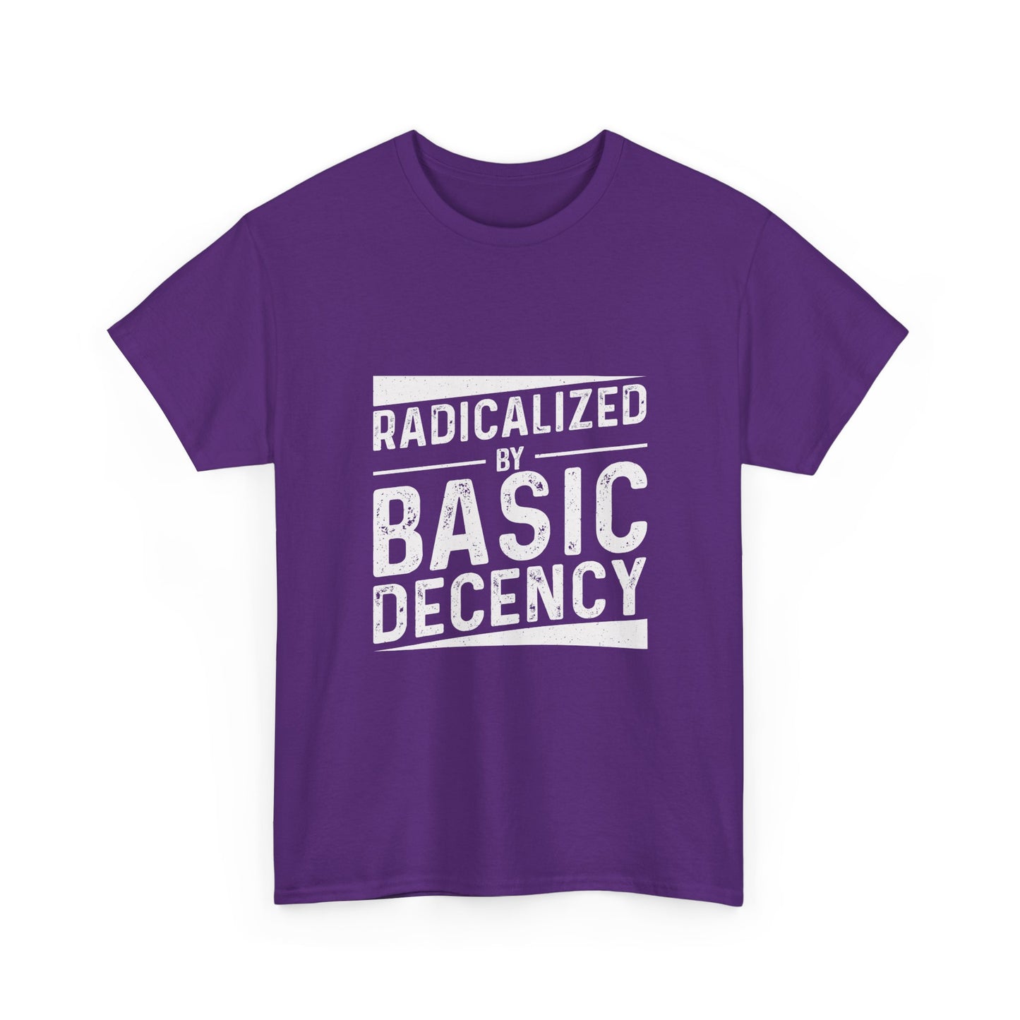 Radicalized by Basic Decency Tee — Statement Slogan Graphic Shirt