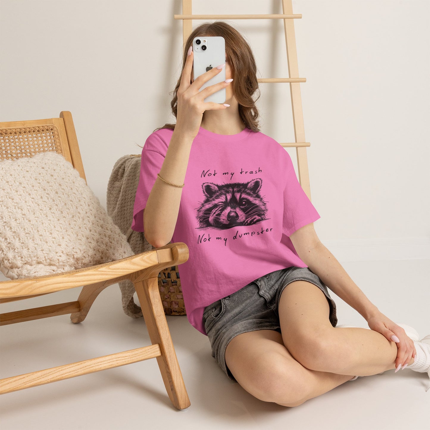 Raccoon Illustration Tee : “Not My Trash, Not My Dumpster”