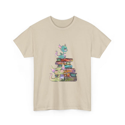 Book Dragon T-Shirt — Cute Book Stack Dragons Reading Tee