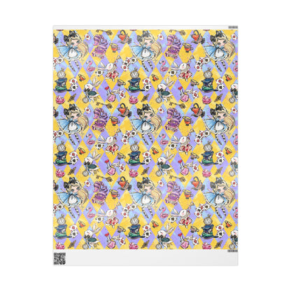 Alice in Wonderland Patterned Gift Wrap (Clocks, Teacups & Playing Cards)