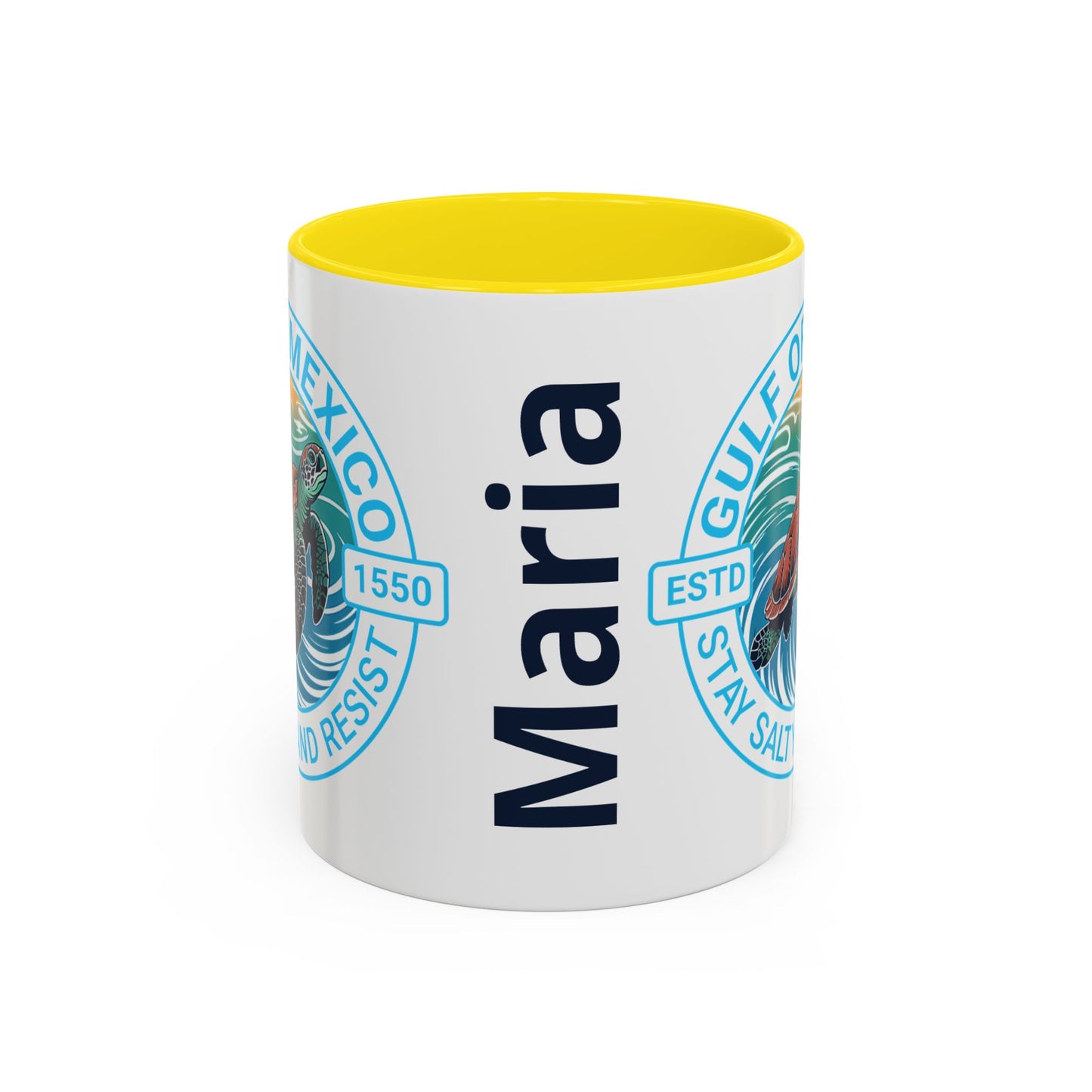 Customizable Gulf of Mexico Turtle Coffee Mug — "Stay Salty and Resist" Accent Ceramic Mug