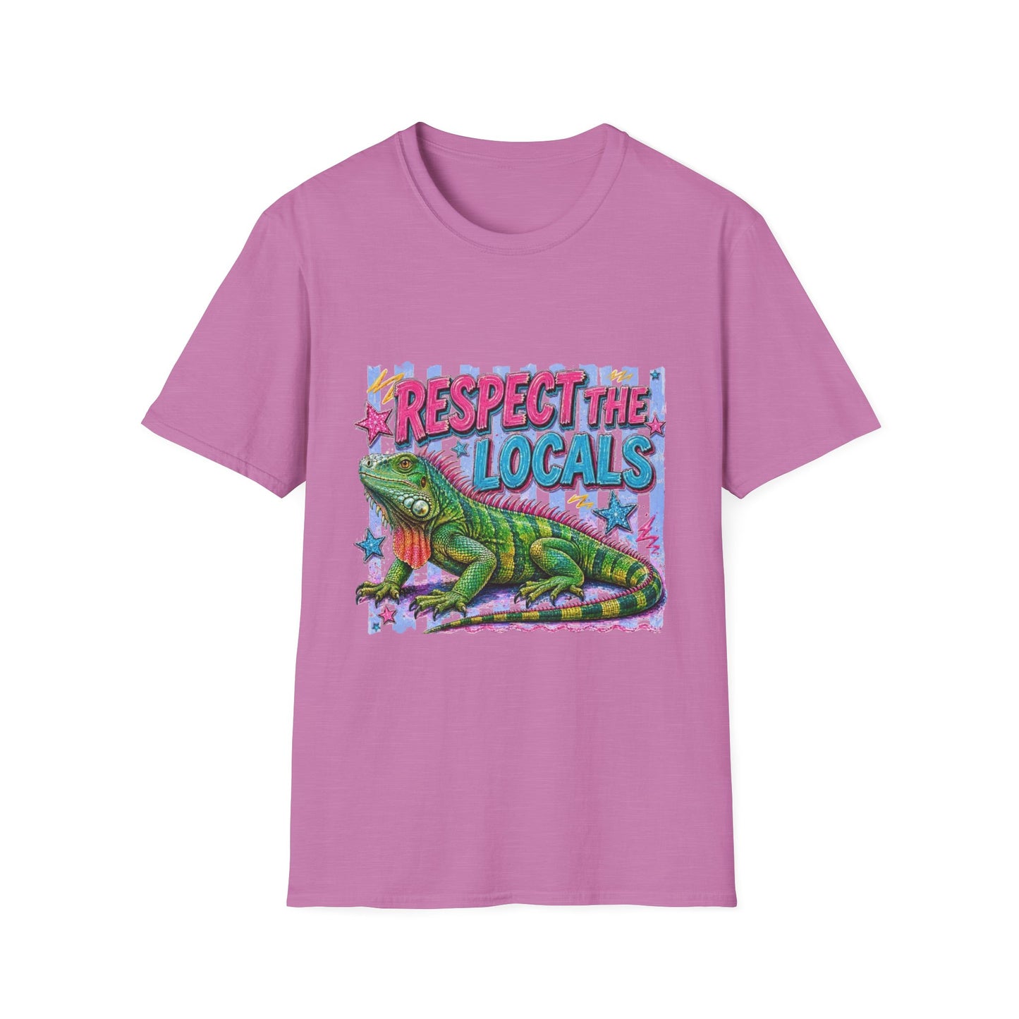 Respect the Locals T-Shirt — Colorful Iguana Graphic Tee