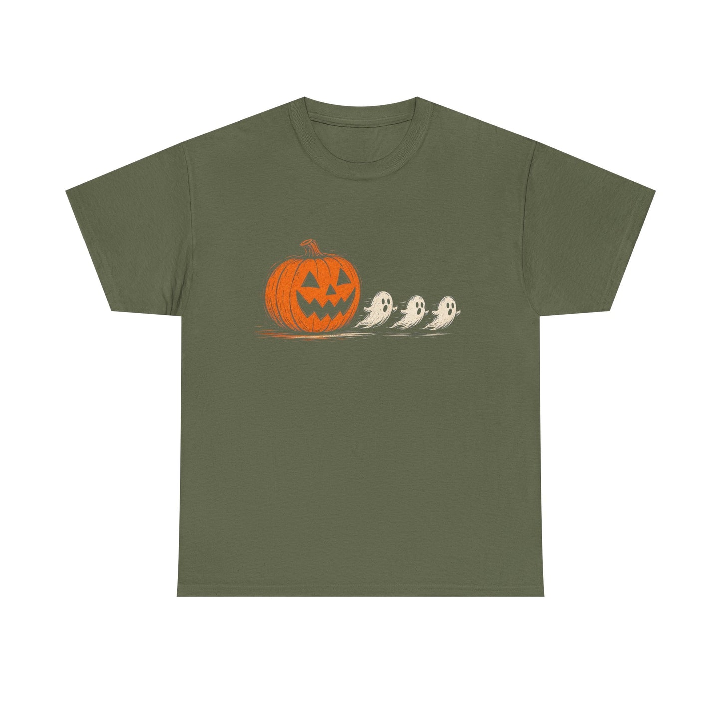 Halloween Pumpkin & Ghost Tee — Cute Jack-o'-Lantern with Ghost Friends