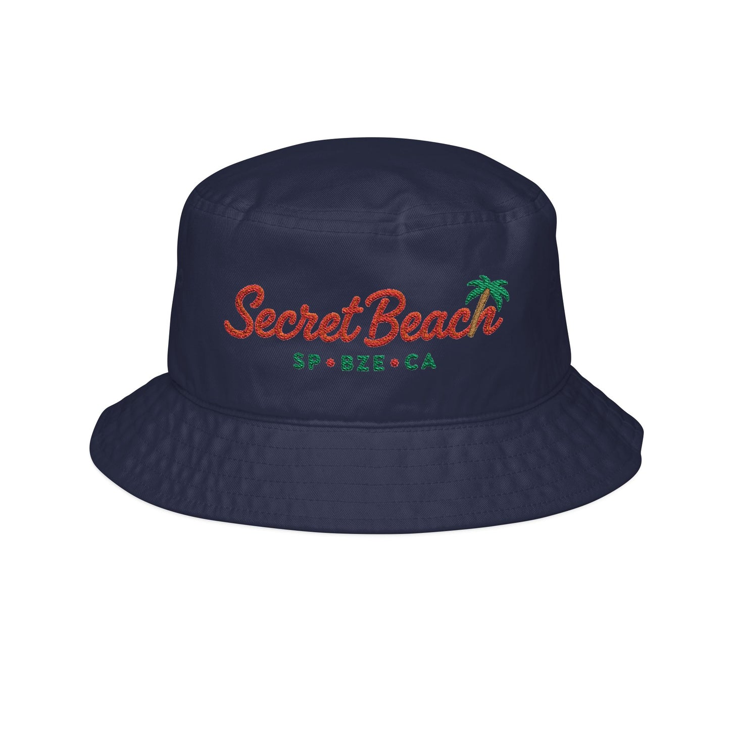 Secret Beach Embroidered Bucket Hat – Tropical Palm Sun Hat