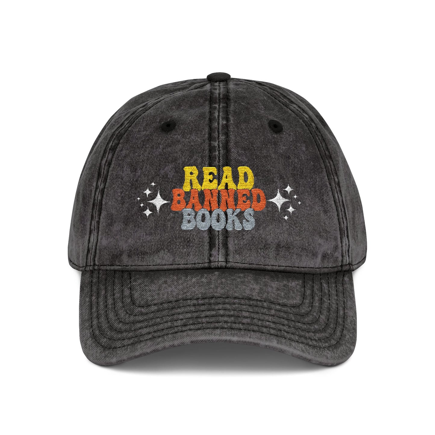 Vintage Embroidered Cap – "Read Banned Books" Retro Cotton Hat
