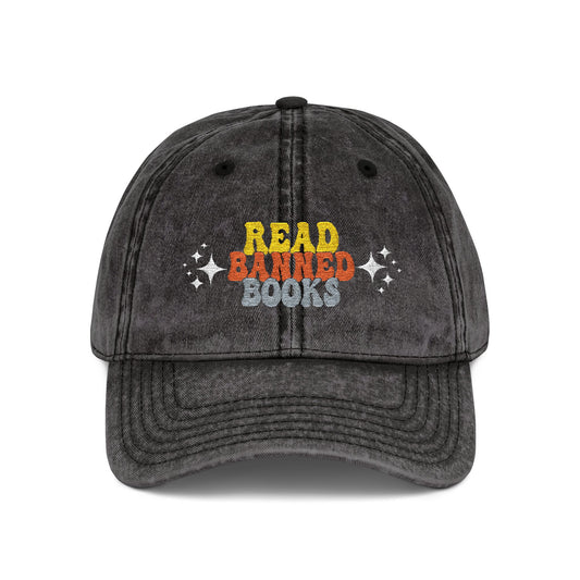 Vintage Embroidered Cap – "Read Banned Books" Retro Cotton Hat