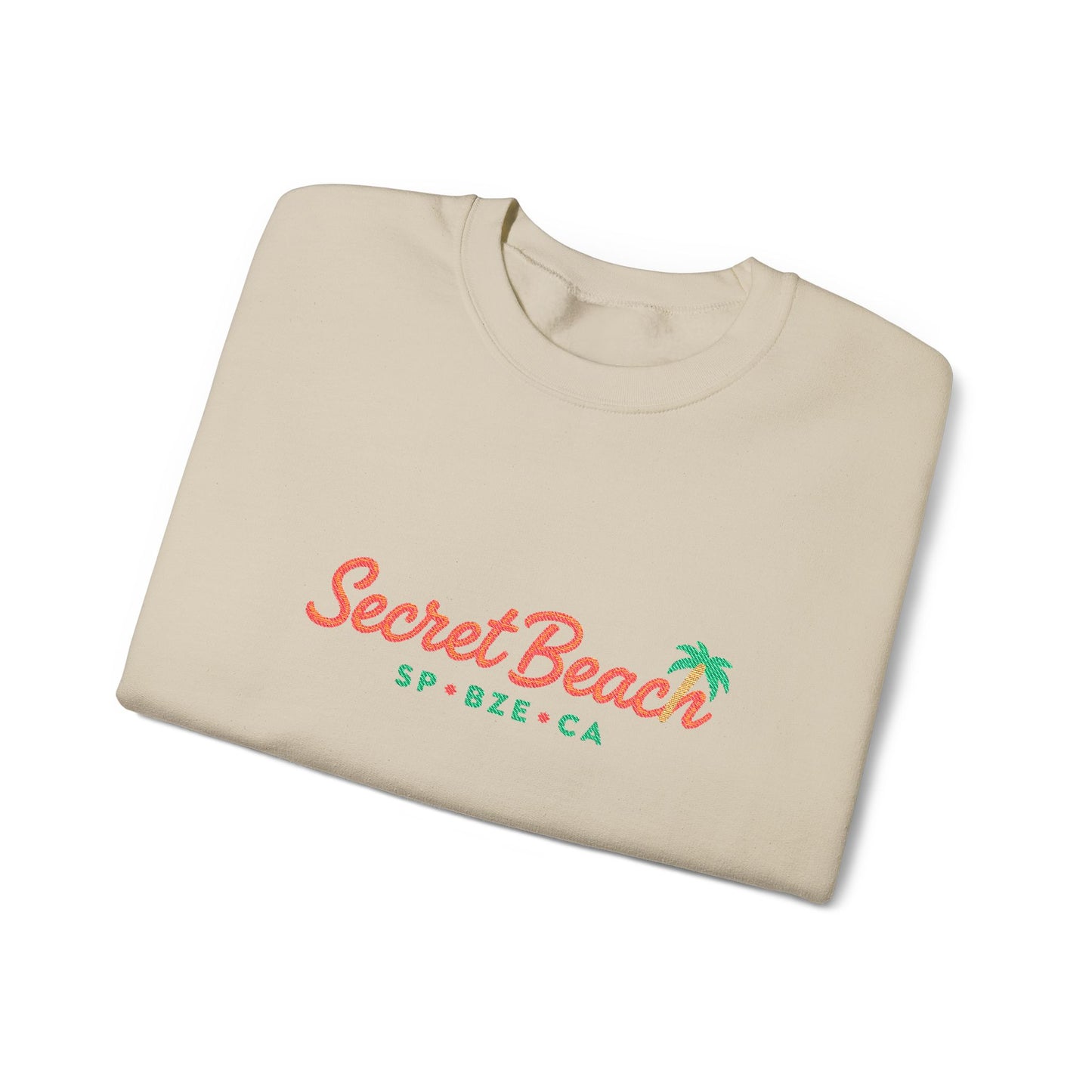 Secret Beach embroidered Crewneck Sweatshirt — Retro Palm Beach Vibes