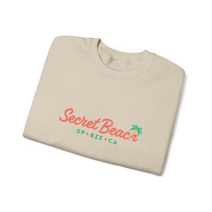Secret Beach embroidered Crewneck Sweatshirt — Retro Palm Beach Vibes