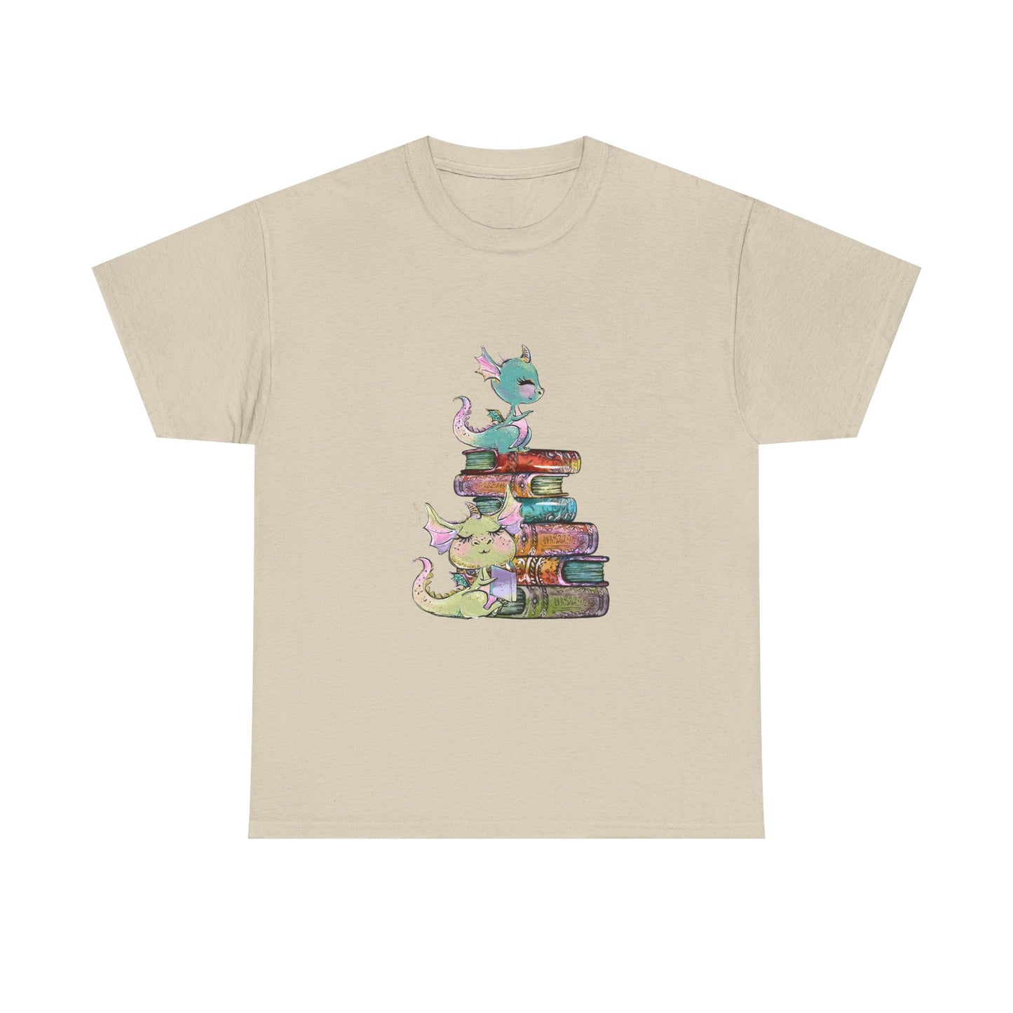 Book Dragon T-Shirt — Cute Book Stack Dragons Reading Tee