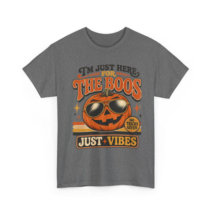 Halloween Pumpkin Tee — "I’m Just Here for the Boos" Retro Vibes
