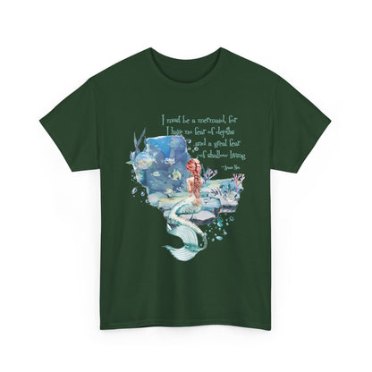 Mermaid Quote T-Shirt — 'I Must Be a Mermaid' Watercolor Tee  - dark olors
