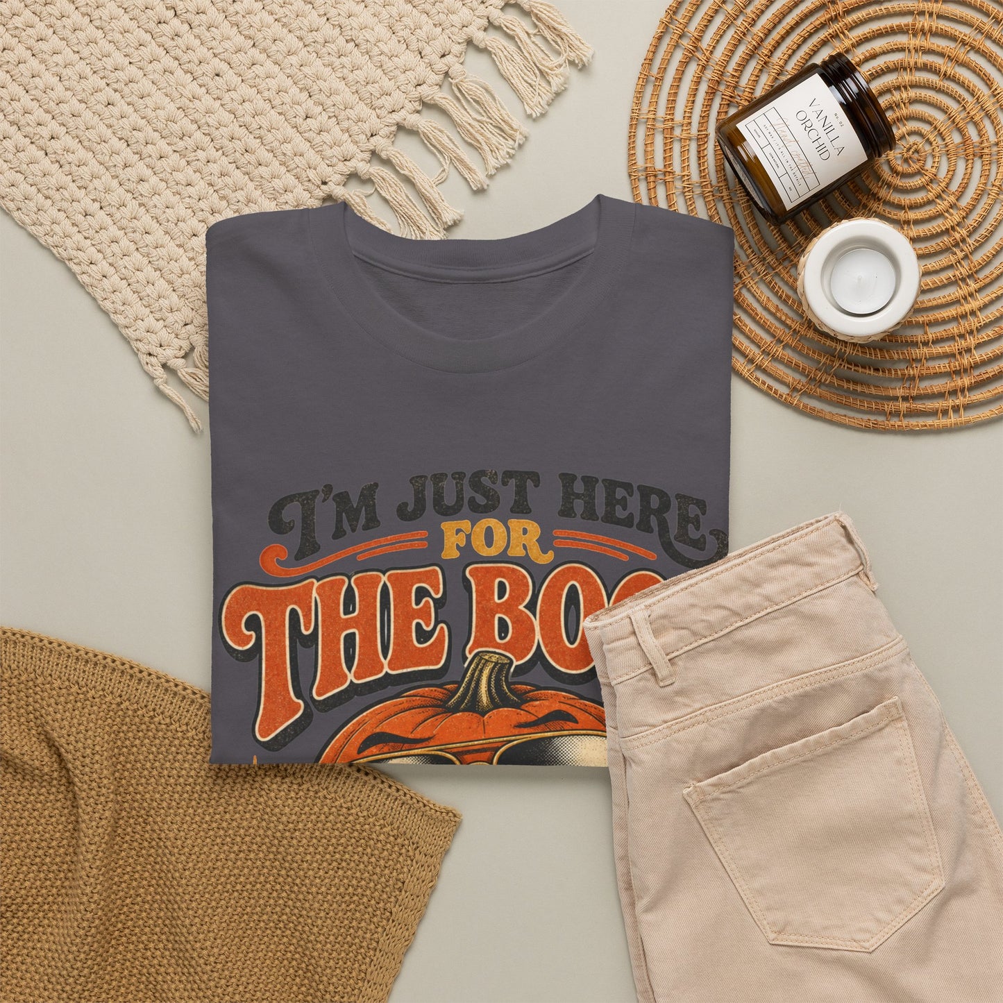 Halloween Pumpkin Tee — "I’m Just Here for the Boos" Retro Vibes