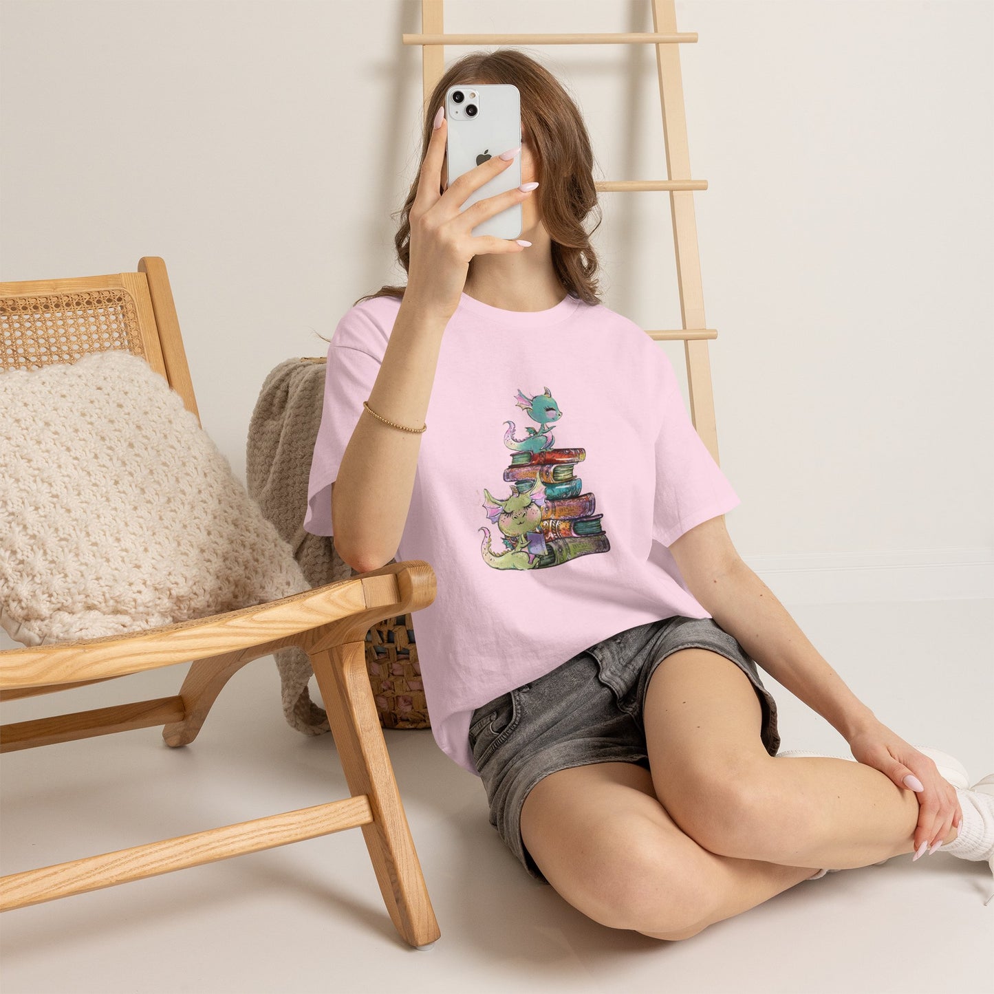 Book Dragon T-Shirt — Cute Book Stack Dragons Reading Tee