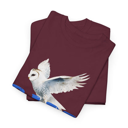Babe With the Power Graphic Tee — Retro Blue Psychedelic Owl Design