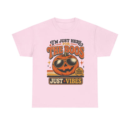 Halloween Pumpkin Tee — "I’m Just Here for the Boos" Retro Vibes