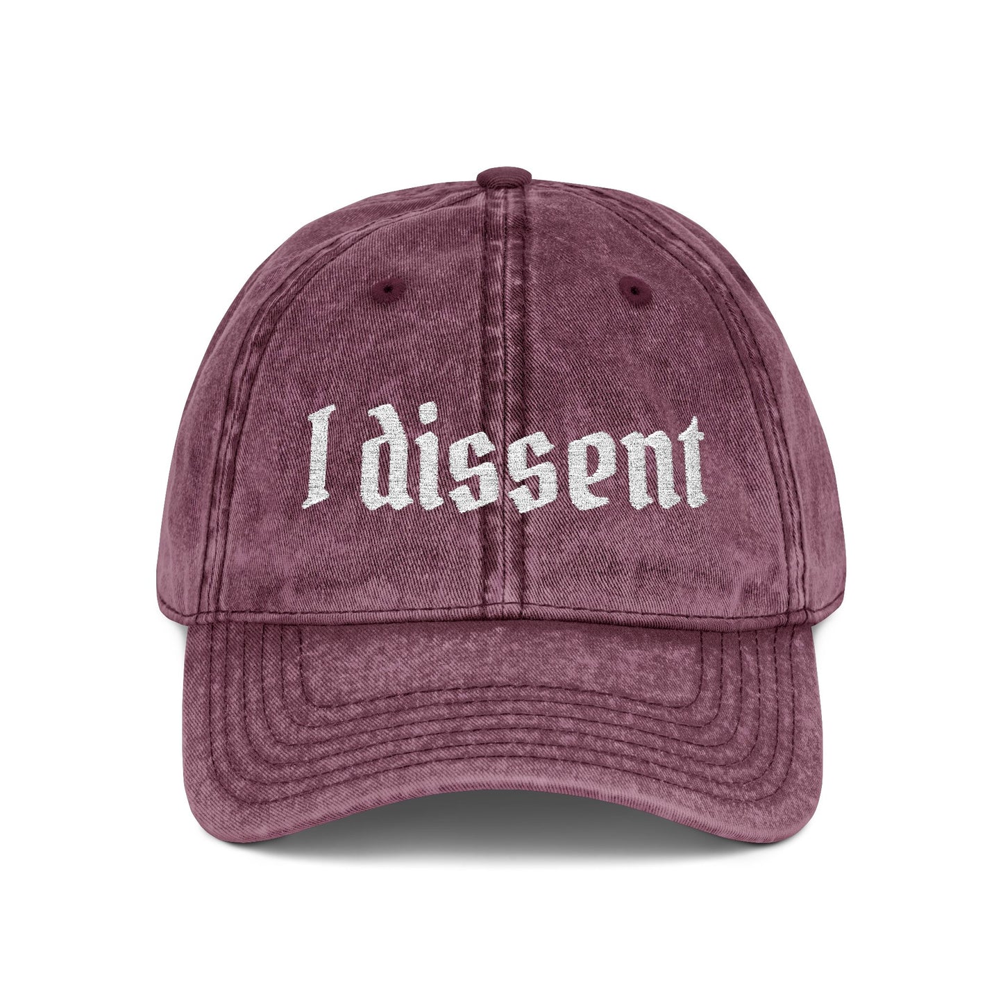 Embroidered 'I Dissent' Vintage Cap - White text