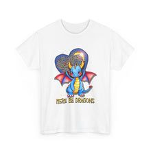 Dragon Heart T‑Shirt — Cute Blue Dragon 'Here Be Dragons' Tee