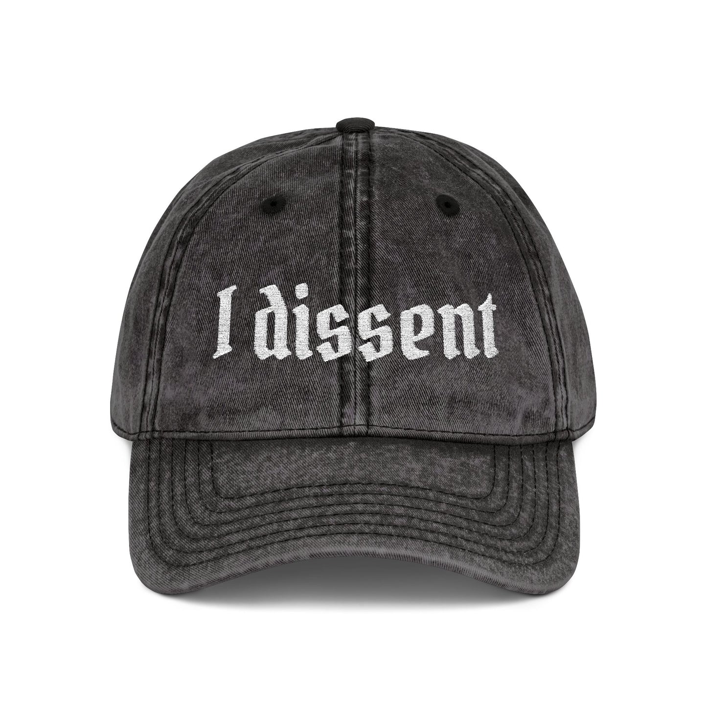 Embroidered 'I Dissent' Vintage Cap - White text