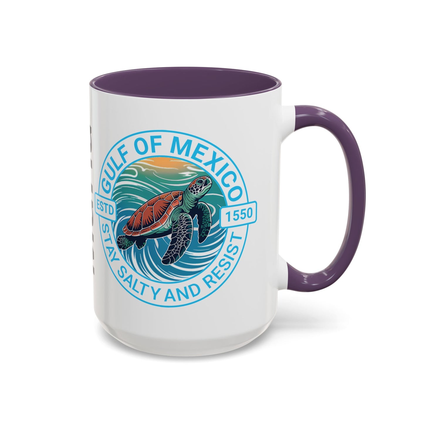 Customizable Gulf of Mexico Turtle Coffee Mug — "Stay Salty and Resist" Accent Ceramic Mug