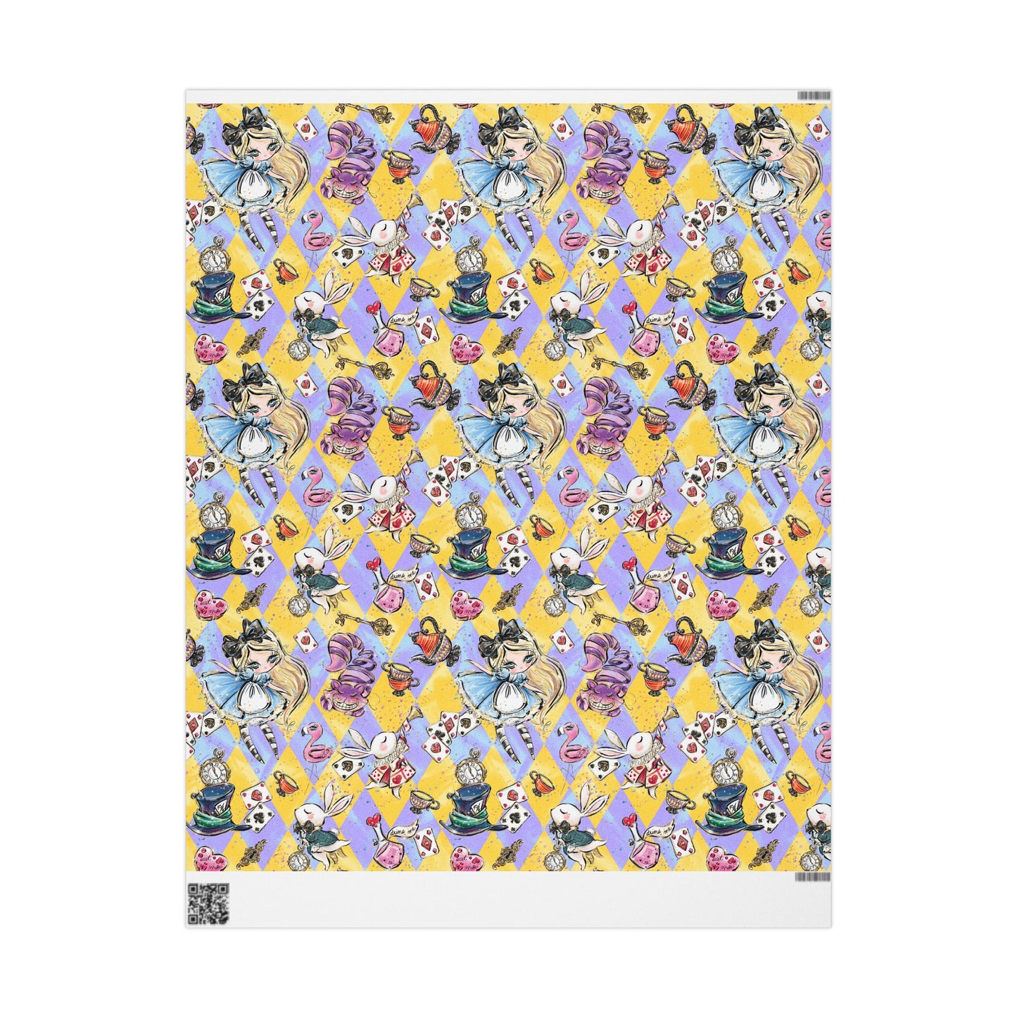 Alice in Wonderland Patterned Gift Wrap (Clocks, Teacups & Playing Cards)