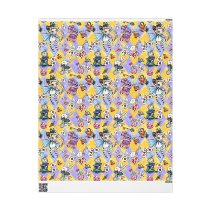 Alice in Wonderland Patterned Gift Wrap (Clocks, Teacups & Playing Cards)