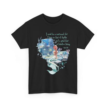 Mermaid Quote T-Shirt — 'I Must Be a Mermaid' Watercolor Tee  - dark olors