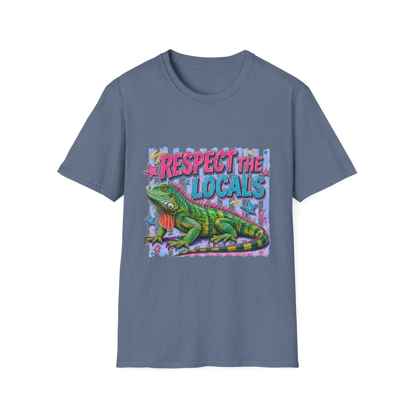Respect the Locals T-Shirt — Colorful Iguana Graphic Tee