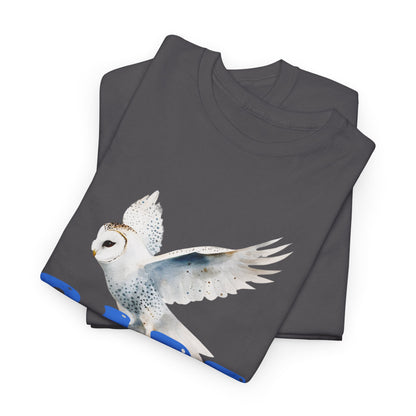 Babe With the Power Graphic Tee — Retro Blue Psychedelic Owl Design