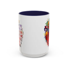Accent Coffee Mug — "She Was Not Fragile Like a Flower, She Was Fragile Like a Bomb" Colorful Heart Floral Design (11/15 oz)
