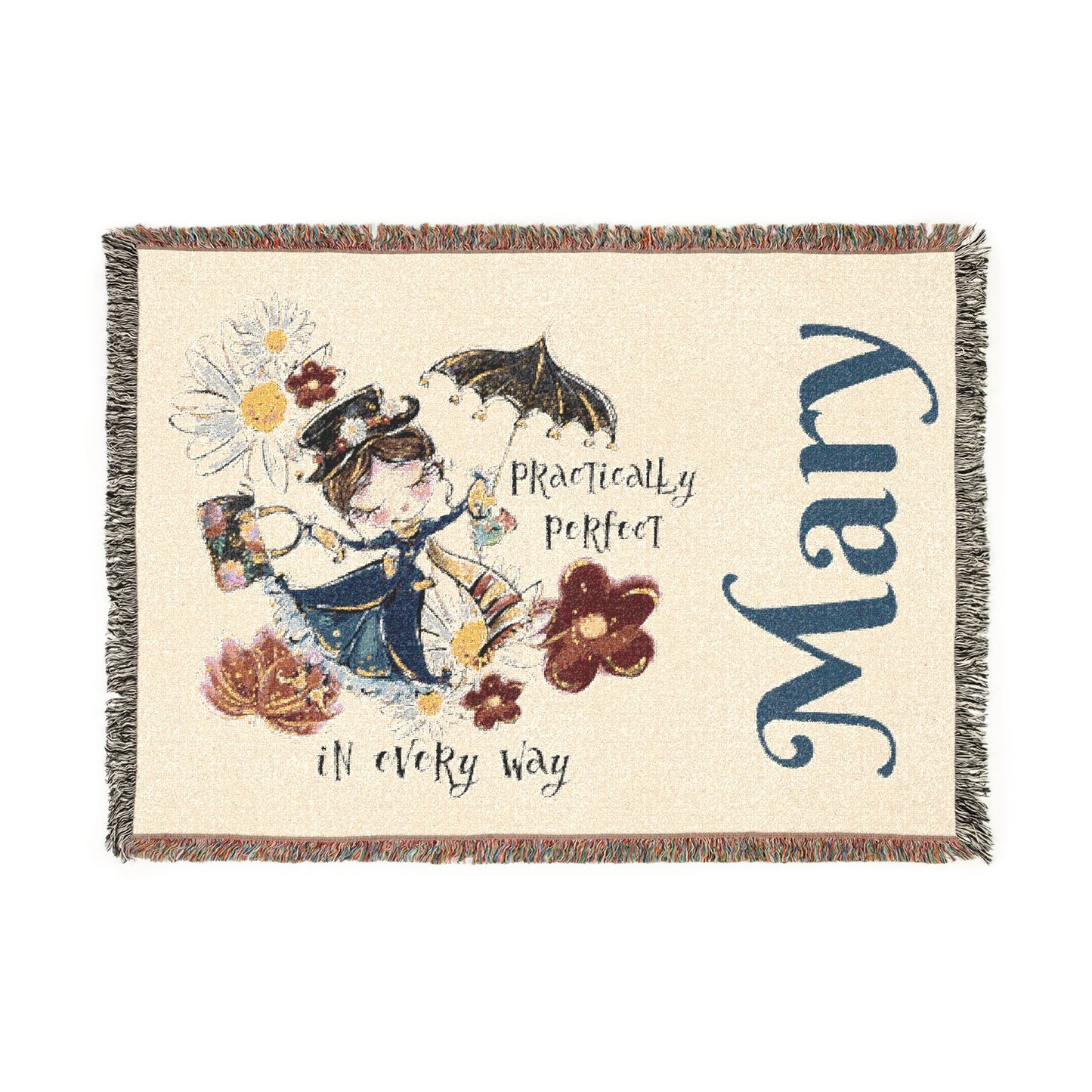 Personalized Woven Name Blanket: Practically Perfect in Every Way Cute Design