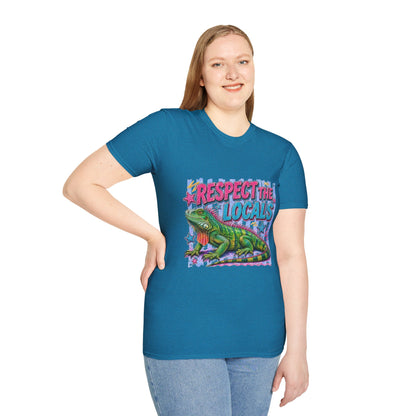 Respect the Locals T-Shirt — Colorful Iguana Graphic Tee