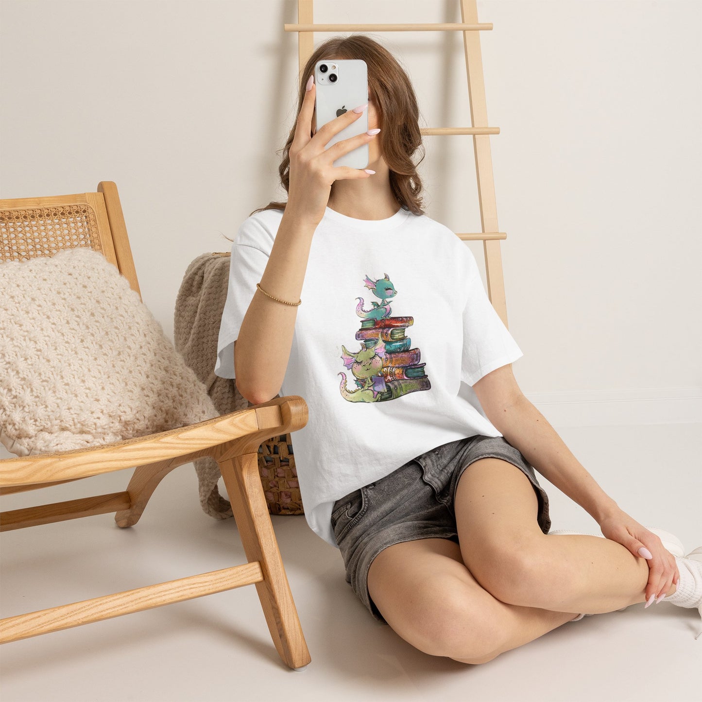 Book Dragon T-Shirt — Cute Book Stack Dragons Reading Tee