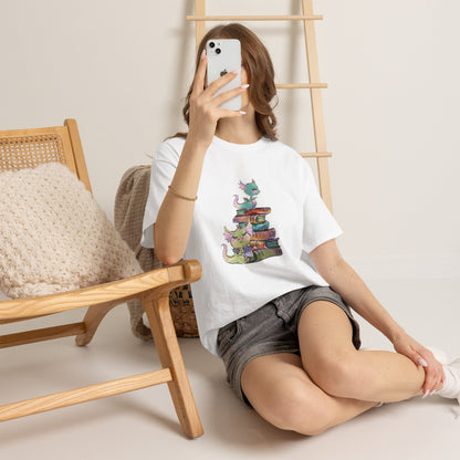 Book Dragon T-Shirt — Cute Book Stack Dragons Reading Tee