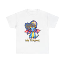 Dragon Heart T‑Shirt — Cute Blue Dragon 'Here Be Dragons' Tee