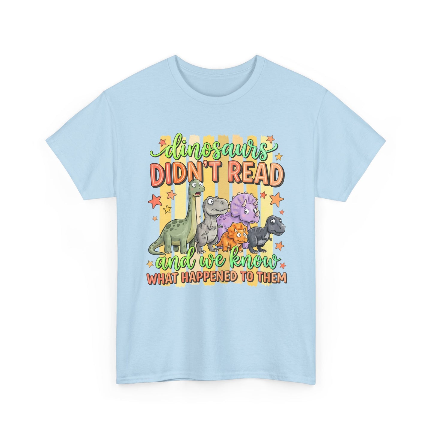 Dinosaur T‑Shirt — "Dinosaurs Didn't Read" Cute Retro Dino Graphic Tee