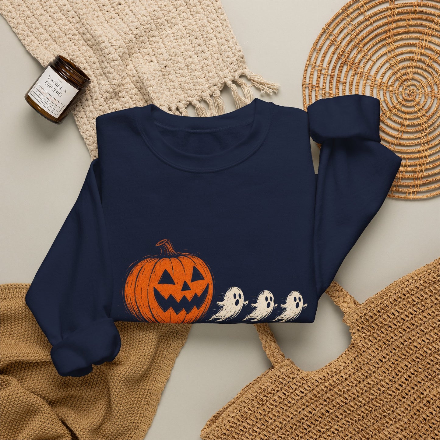 Halloween Pumpkin & Ghosts Crewneck Sweatshirt
