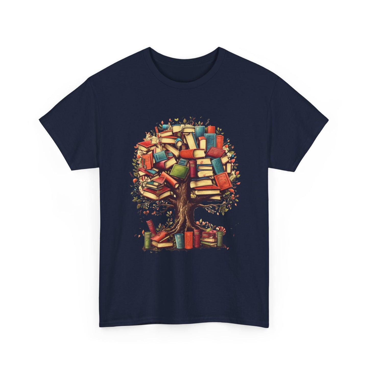 Book Tree T-Shirt – Literary Tree of Books Graphic Tee for Book Lovers