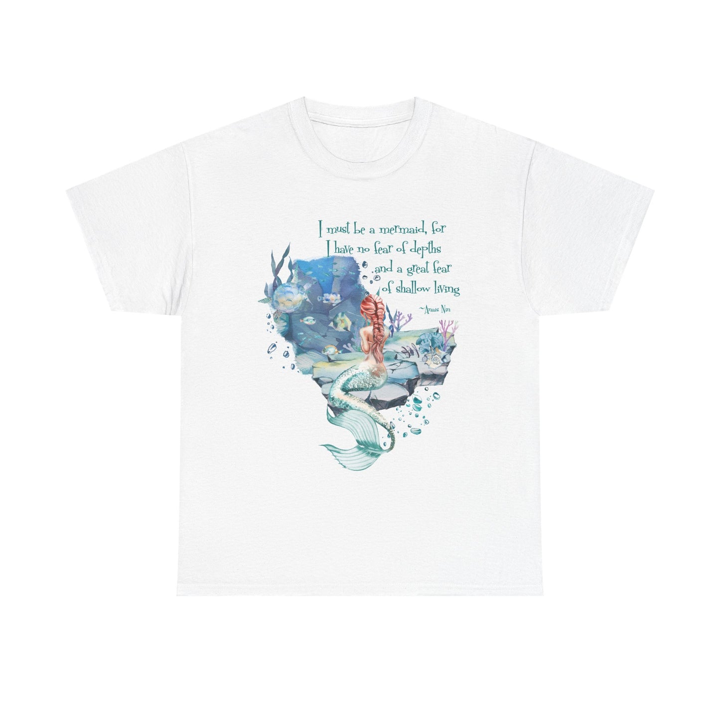 Mermaid Quote T-Shirt — 'I Must Be a Mermaid' Watercolor Tee  - Light colors