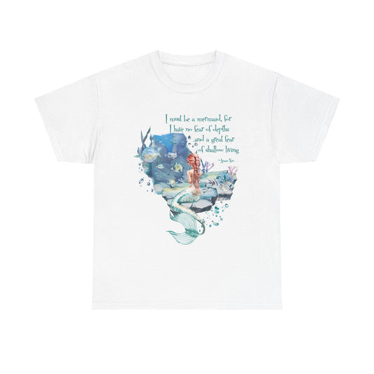 Mermaid Quote T-Shirt — 'I Must Be a Mermaid' Watercolor Tee  - Light colors