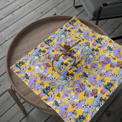 Alice in Wonderland Patterned Gift Wrap (Clocks, Teacups & Playing Cards)