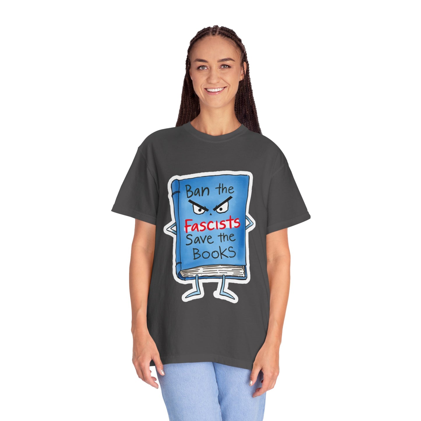 T-Shirt — "Ban the Fascists, Save the Books" Graphic Tee
