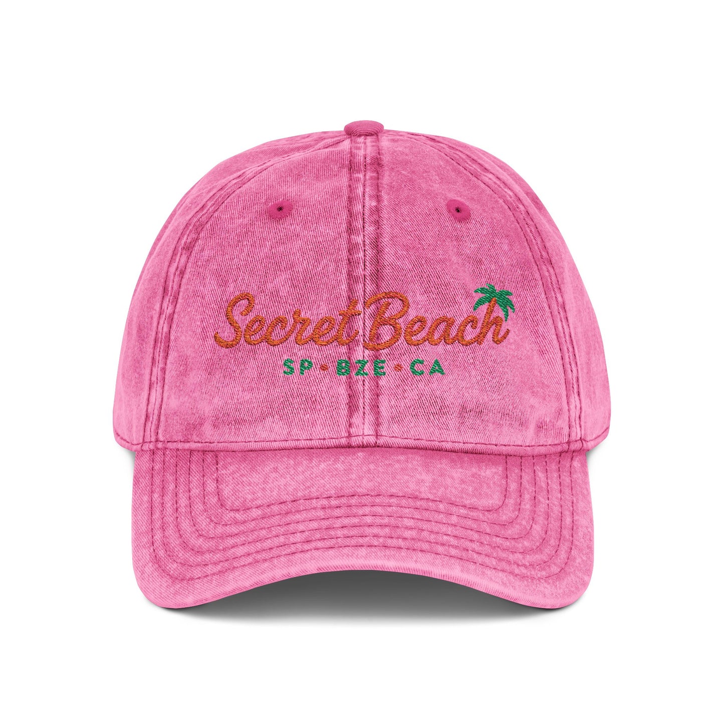 Vintage Embroidered Baseball Cap — "Secret Beach" Palm Logo