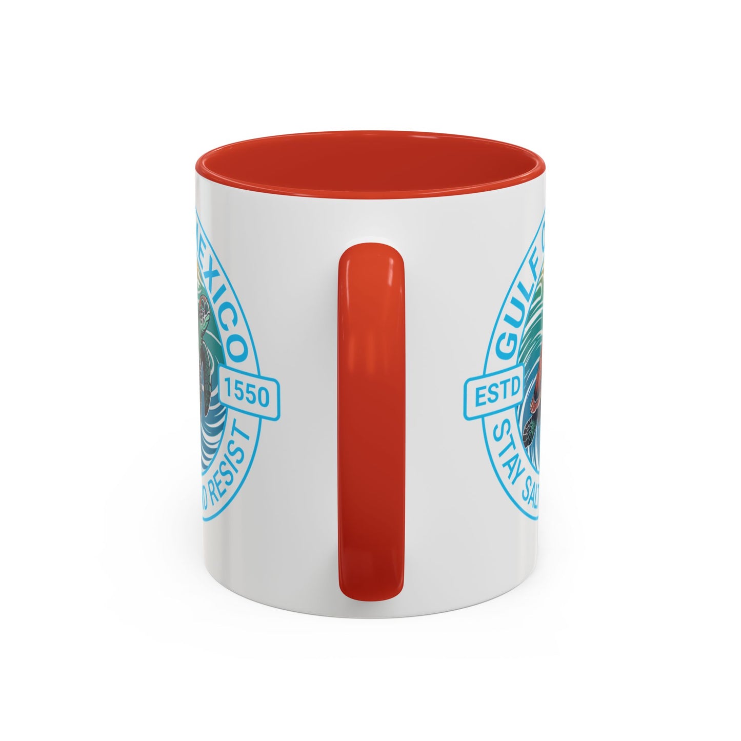 Customizable Gulf of Mexico Turtle Coffee Mug — "Stay Salty and Resist" Accent Ceramic Mug