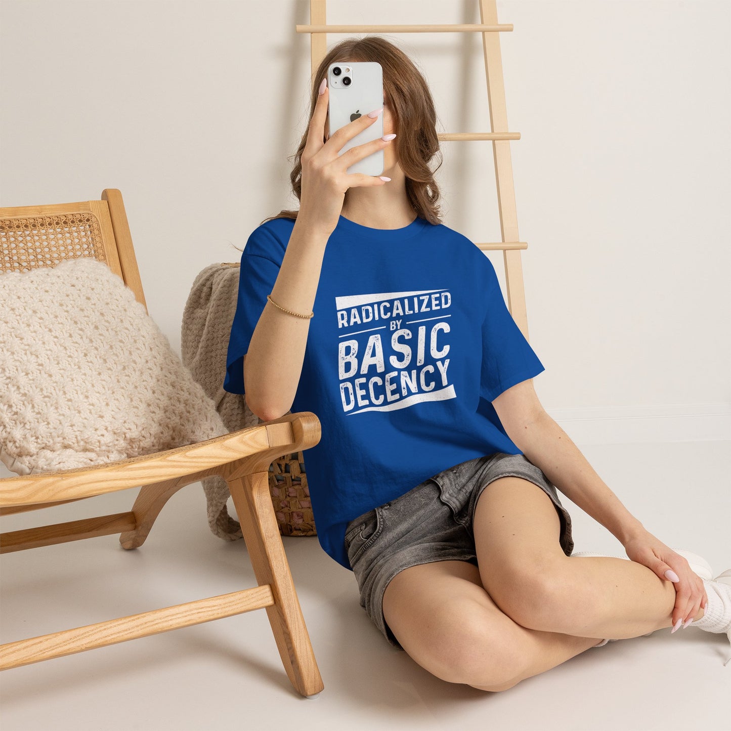 Radicalized by Basic Decency Tee — Statement Slogan Graphic Shirt