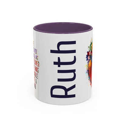 Customizable Accent Coffee Mug — "She Was Not Fragile Like a Flower, She Was Fragile Like a Bomb" Colorful Heart Floral Design (11/15 oz)