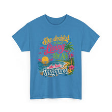 Inspirational Beach T-Shirt : "She Decided to Start Living the Life She Had Imagined"  -  darker colors