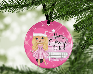 Pink Christmas -  porcelain / ceramic ornament