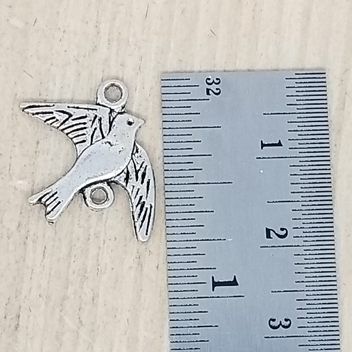 Bird with Two Loops Charm - Lot of 6